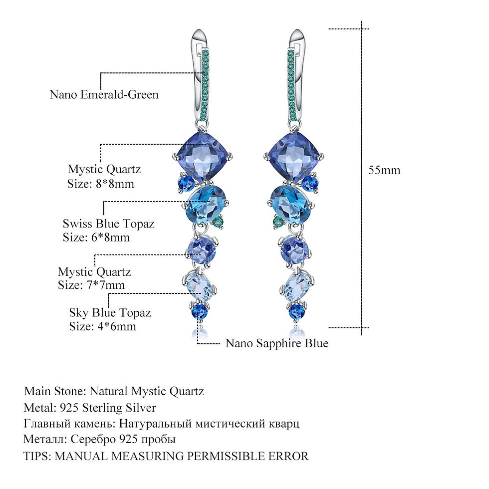 Thumbnail: GEM'S BALLET Natural Mystic Quartz Topaz Drop Earrings 925 Sterling Silver