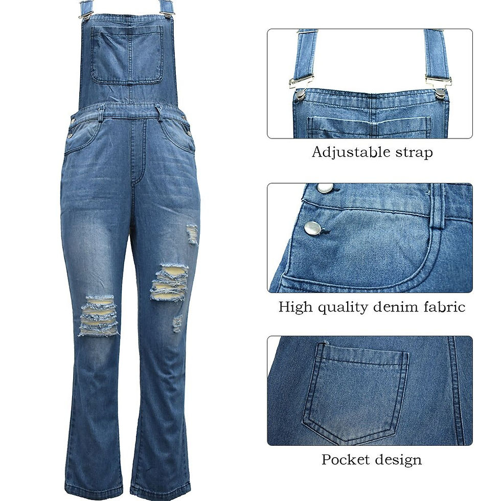 Miniature : Streetwear Pants Women Plus Size Suspender Pants Women Waisted Wide Leg
