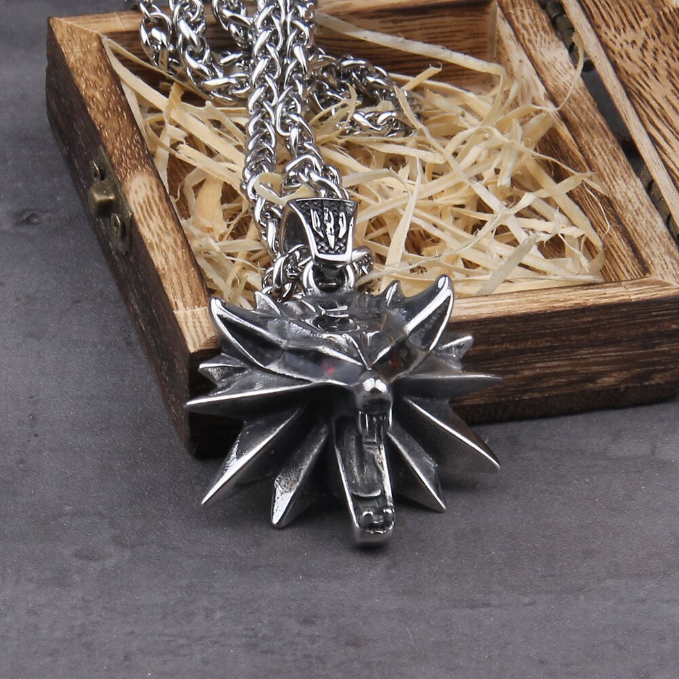 Thumbnail: Stainless Steel Viking jewelry Wizard 3 Wild Hunt Game pendant necklace Geralt