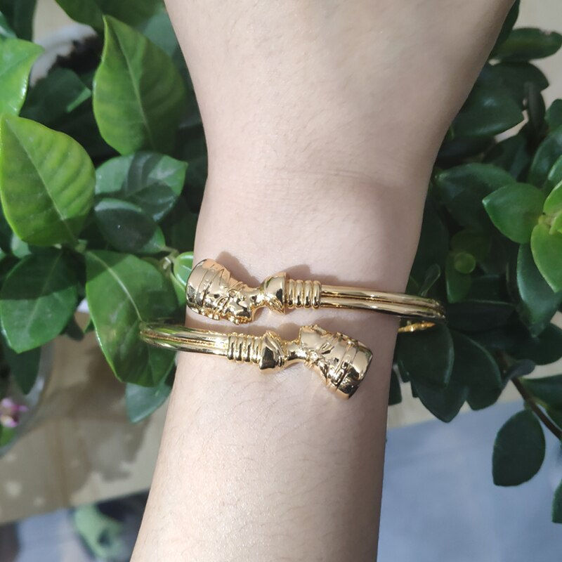 Thumbnail: Egyptian Queen Nefertiti Bangles African Cuff Bracelet Stainless Steel Adjustab