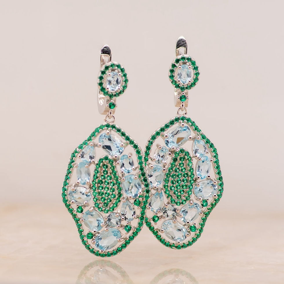 Thumbnail: GEM'S BALLET 7.74Ct Natural Sky Blue Topaz Hyperbole Earrings 925 Sterling