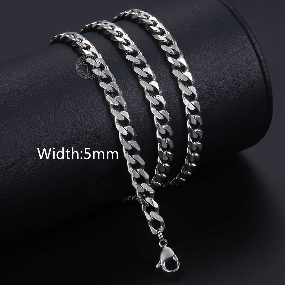 Indexkép: 3/5/7/9/11mm Men's Silver Color Necklace Stainless Steel Cuban Link Chain for