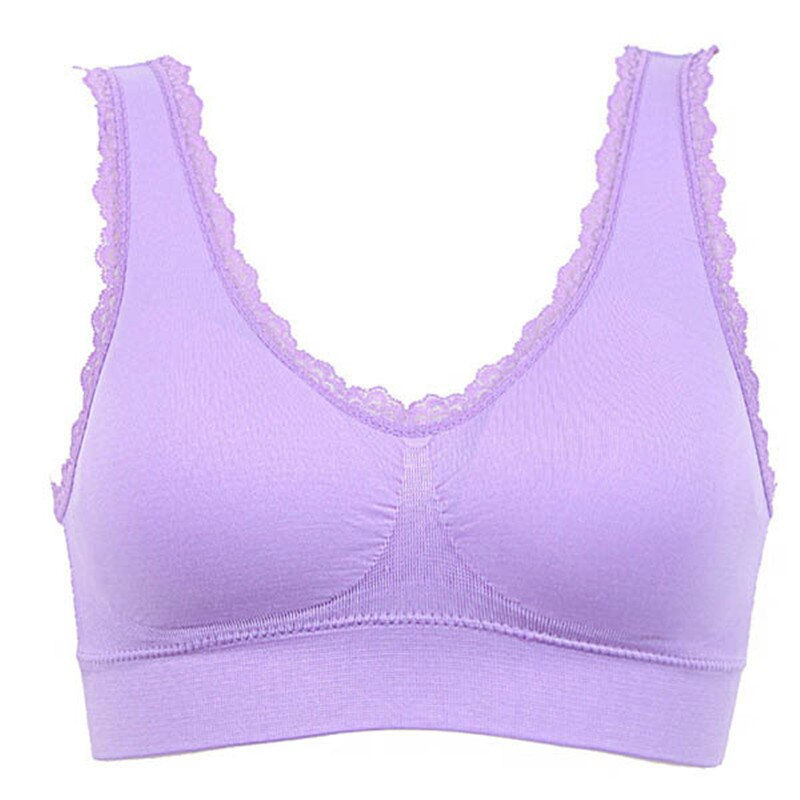 Thumbnail: Women Breathable Bras Solid Bra Seamless Fitness Lace Bra Tops Underwear