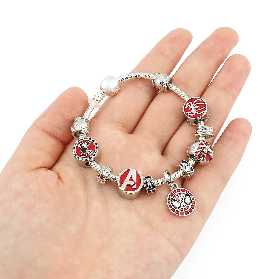 Thumbnail: Superhero Spiderman Beads Bracelet Avengers Charm Enamel Crystal Pendant