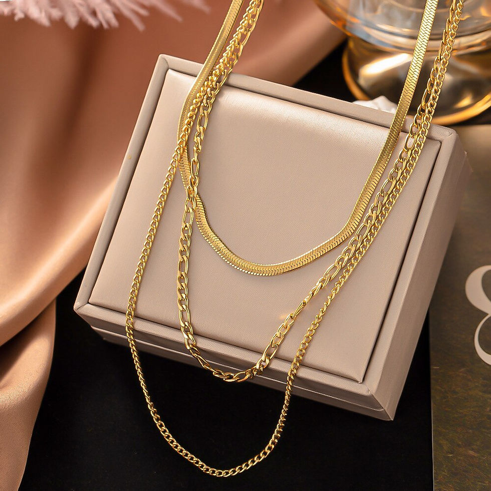 Thumbnail: Muilti Chains 316L Rustproof Stainless Steel Gold Color Necklace For Women