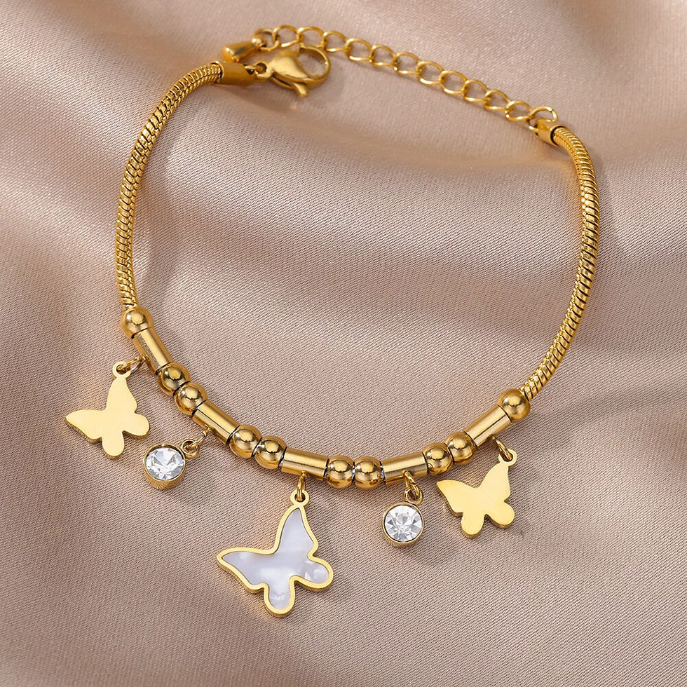 Thumbnail: Vintage Stainless Steel Bracelet for Women Evil Eye Love Butterfly Charm Bangles