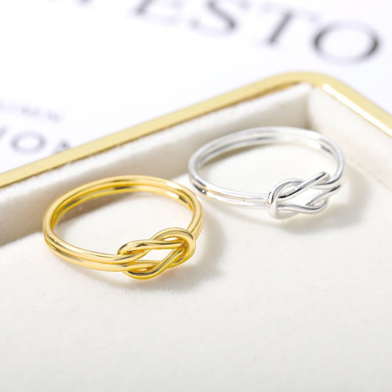 Thumbnail: Knot Infinity Rings For Women Girls Gold Color Stainless Steel Heart  Finger Ri