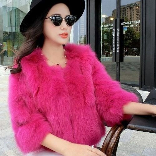 Μικρογραφία: Thick Warm Fur Coat Winter Fashion O-neck Faux Fur Jacket Fluffy Solid Color