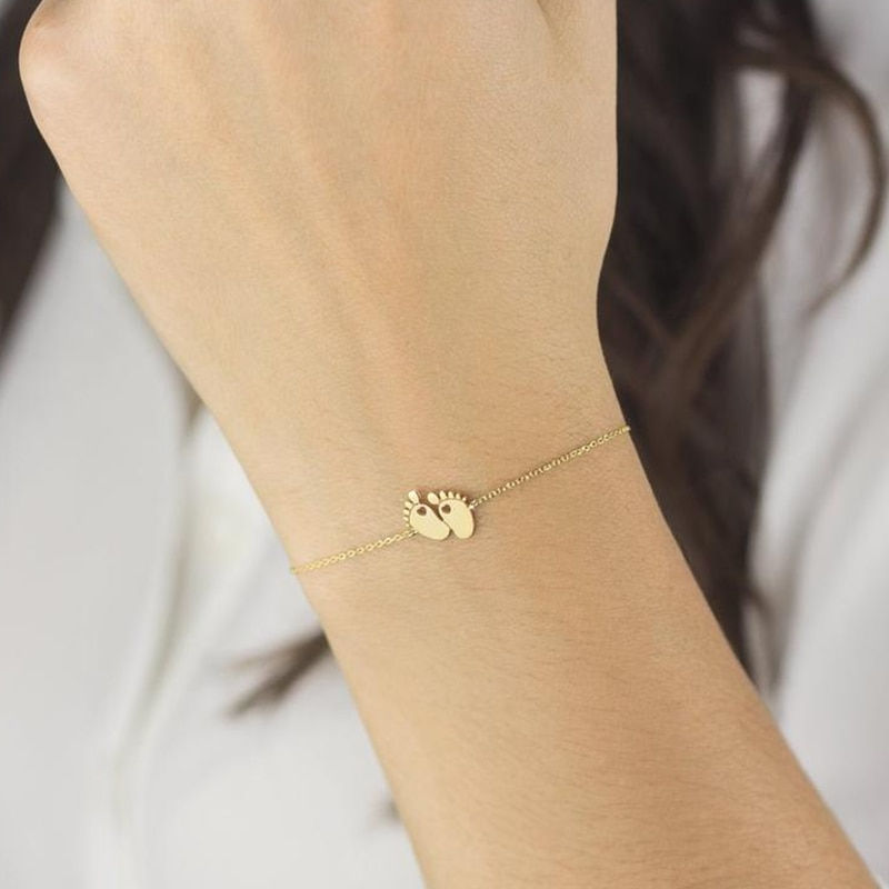 Thumbnail: Cute Small Footprints Baby Bracelet For Women Charm Chain Bracelet Stainless