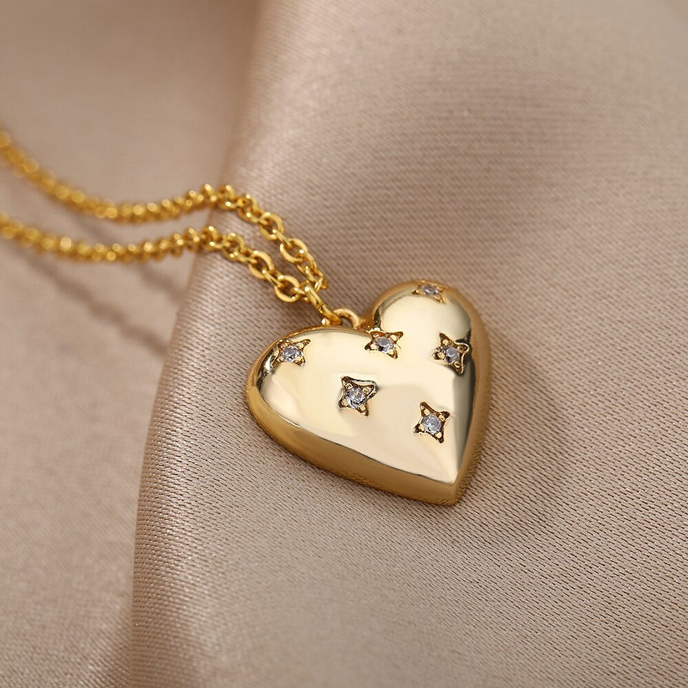 Miniatura: Zircon Heart Pendant Necklaces For Women Stainless Steel Star Necklace