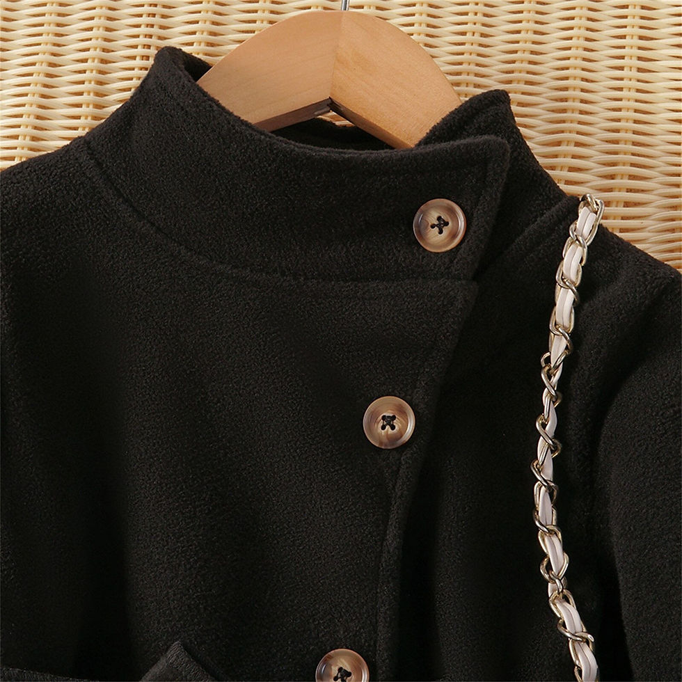 Miniaturebillede: Kids Toddler Baby Girls Autumn Winter Solid Cotton Button Long Sleeve Coat