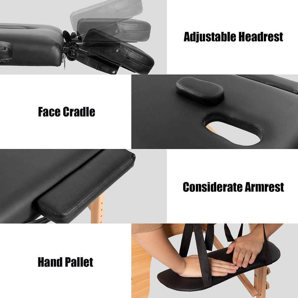 Miniatură: 84"L Portable Massage Table Adjustable Facial Spa Bed Tattoo w/ Carry Case Black