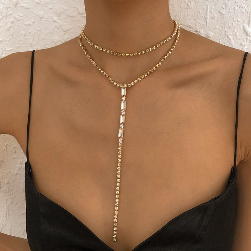 Miniatura: Stonefans Simple Green Crystal Y Shape Necklace Choker for Women Fashion