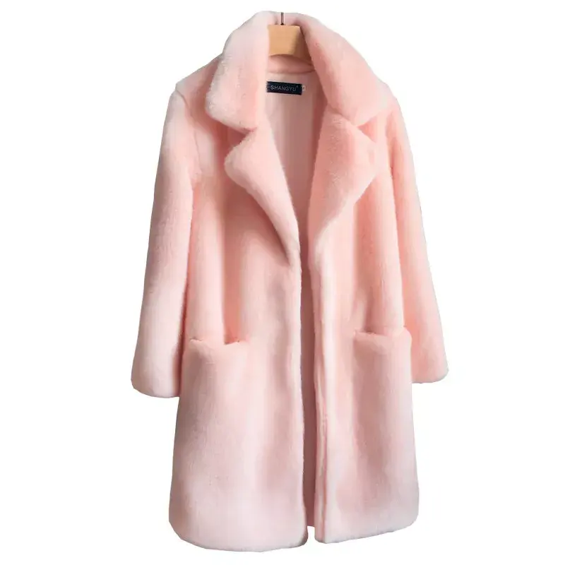 Hình thu nhỏ: Faux Mink Fur Coat Women Autumn Winter Thick Warm Fur Jackets Female