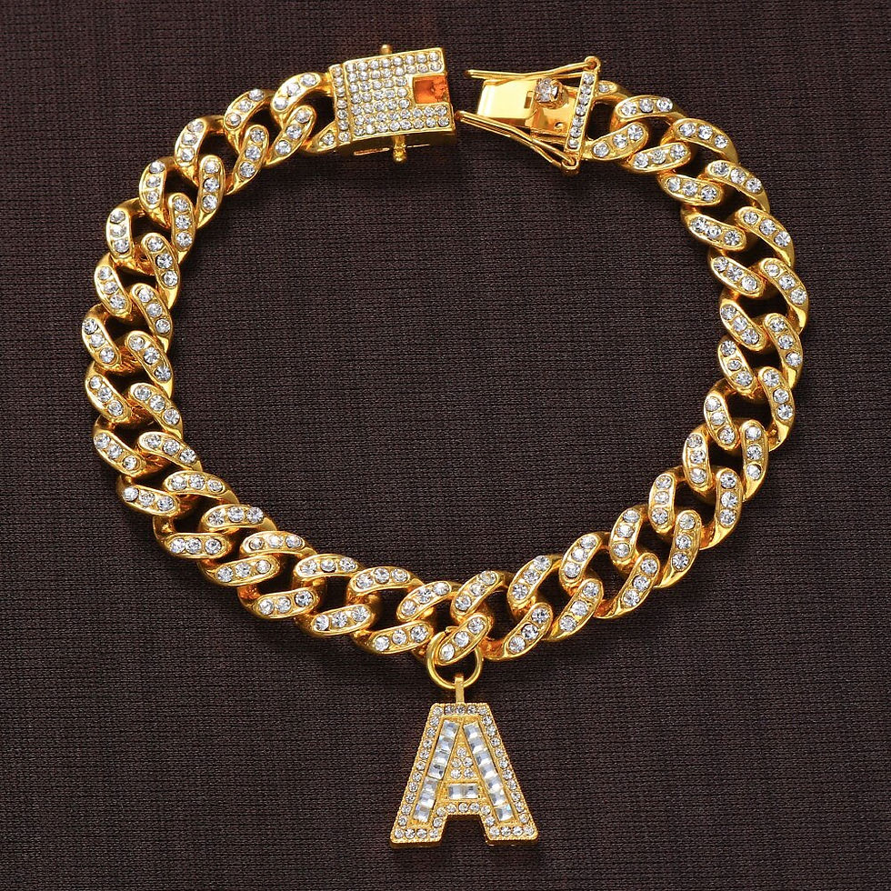 Thumbnail: Hip Hop A-Z Initial Bracelet Charm Jewelry Hand Men's Bangles Crystal