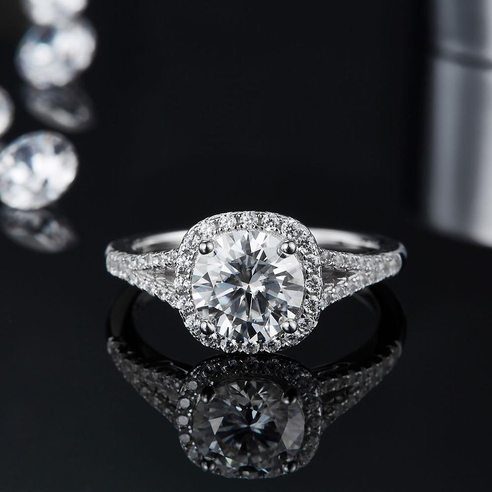 Thumbnail: GEM'S BALLET 925 Sterling Silver Halo Engagement Ring 1.5ct 2 ct 3ct D Color