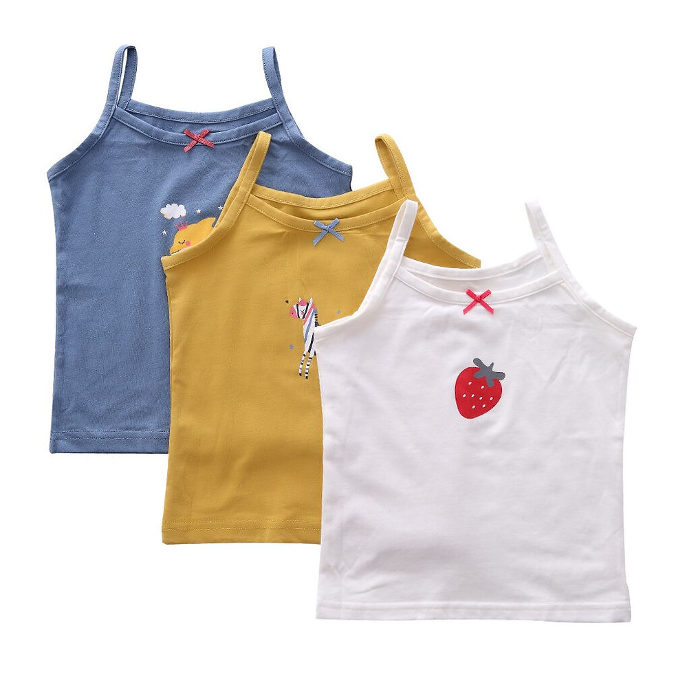 Miniatura: 3 Pcs Cotton Cartoon Pattern 2-12Y Boys Underwear Tank Top Girls Kids