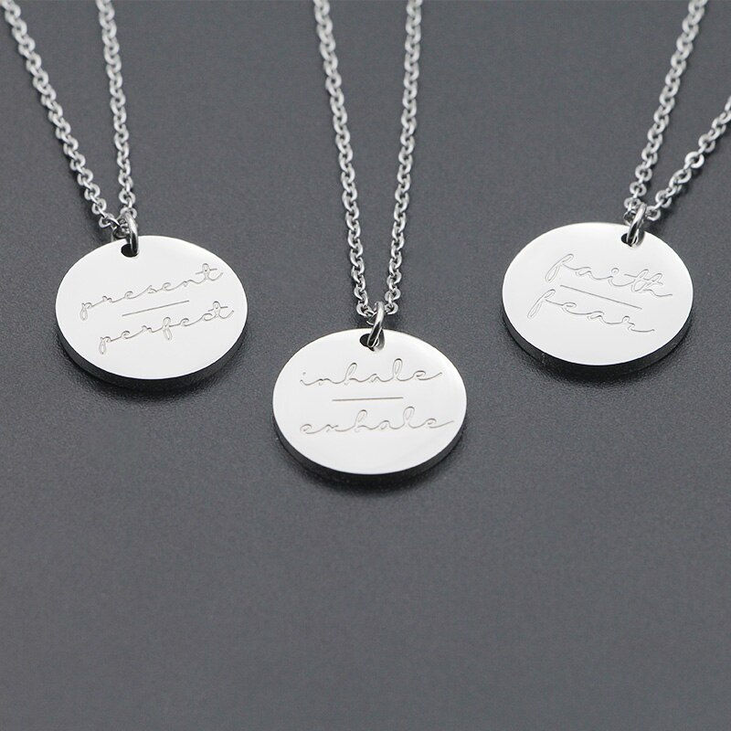 Thumbnail: Simple Disc Pendant Necklace Stainless Steel Gold Plated Faith Over Fear
