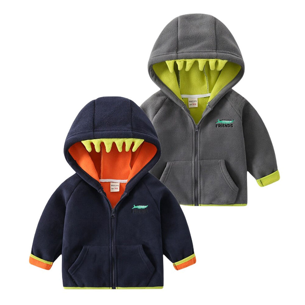 Thumbnail: 1-7T Winter Kids Boys Polar Fleece Hooded Jacket Zipper Cute Cartoon Crocodile