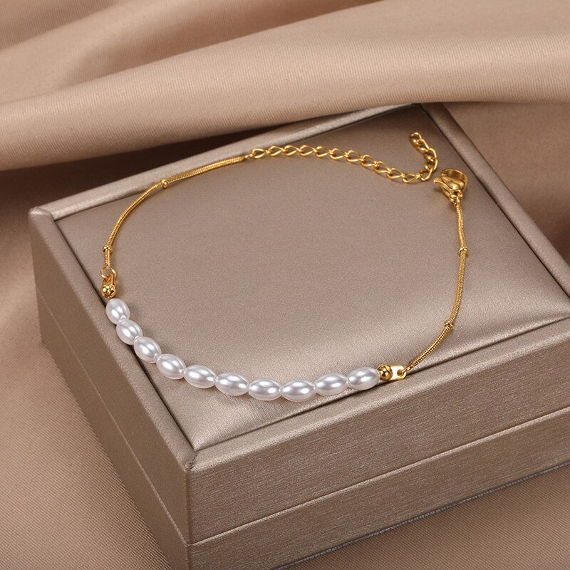 Thumbnail: Elegant Imitation Pearl Bracelet For Women Stainless Steel Chain 2022 New