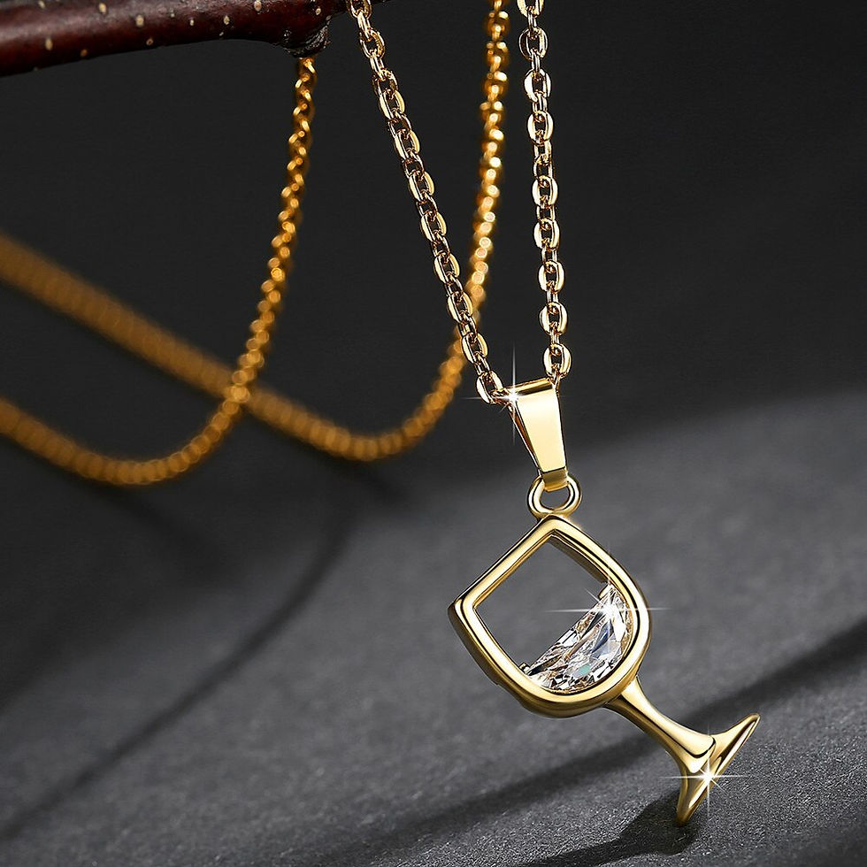Thumbnail: Red Wine Glass Pendant Necklace Zircon Goblet Choker for Women Elegant