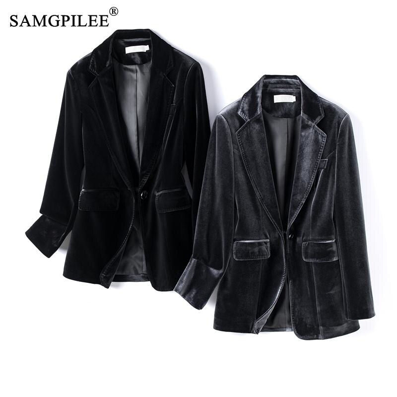 Miniatura: Jacket For Women 2022 Spring And Autumn New One Button Gold Velvet Pocket