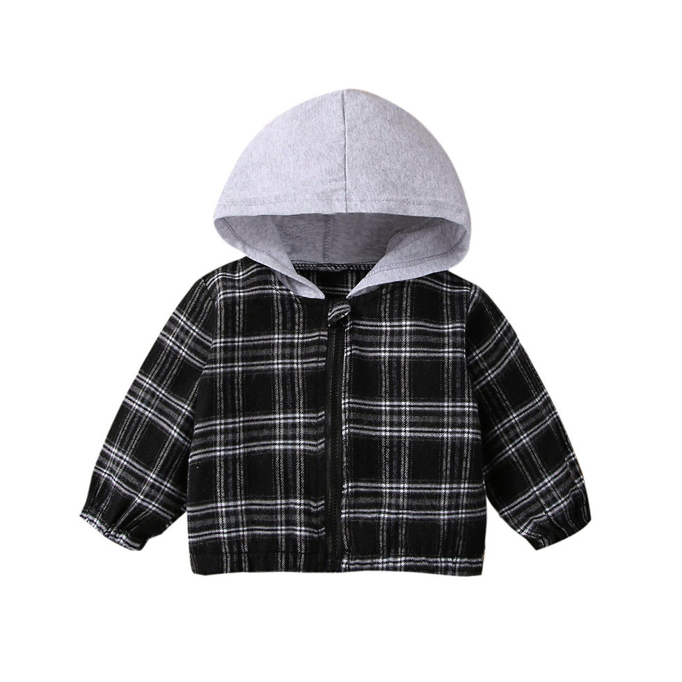Sličica: Infant Newborn Baby Boys Girls Flannel Shirt Jacket Plaid Patchwork Long Sleeve
