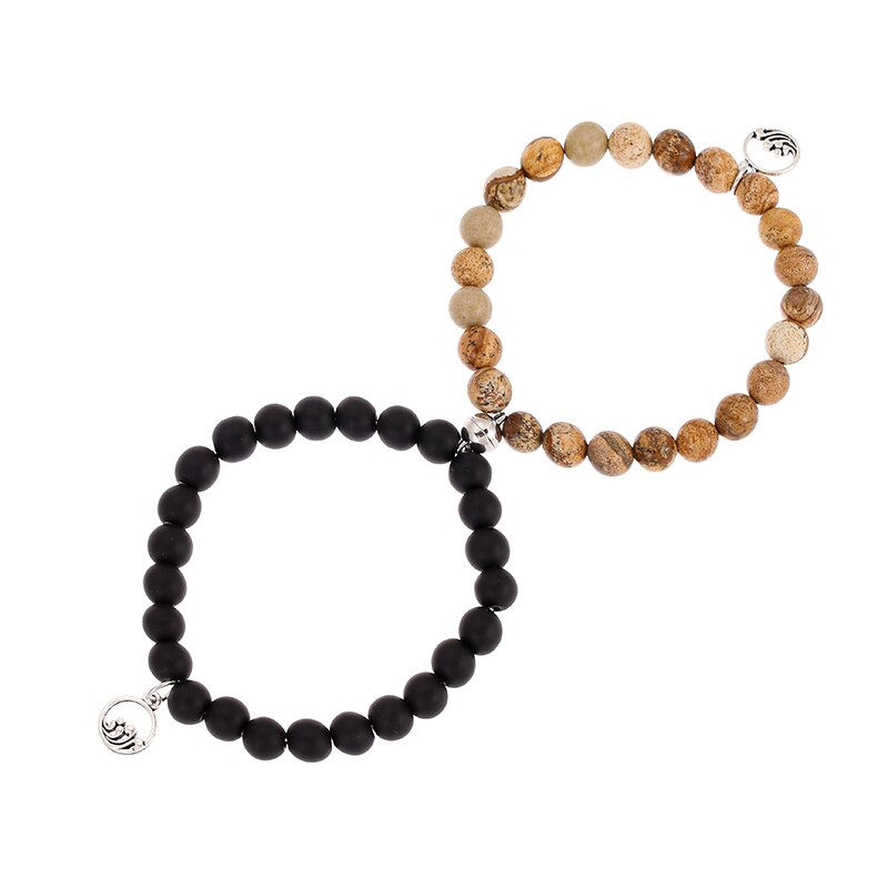 Thumbnail: Couple Bracelet Mountain Sea Forever Love Relationship Natural  Stone 8mm
