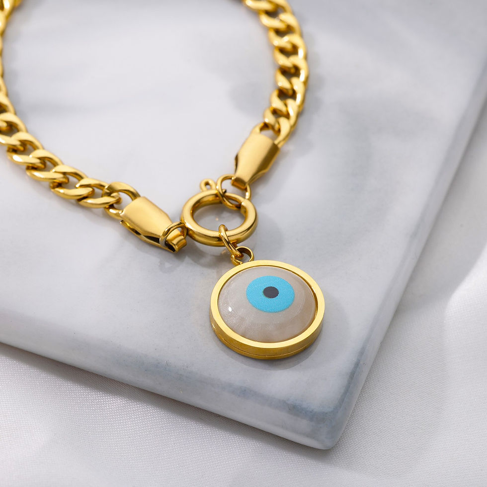 Thumbnail: Amulet Evil Blue Eye Charm Bracelet High Quality Stainless Steel Chain Bracelet