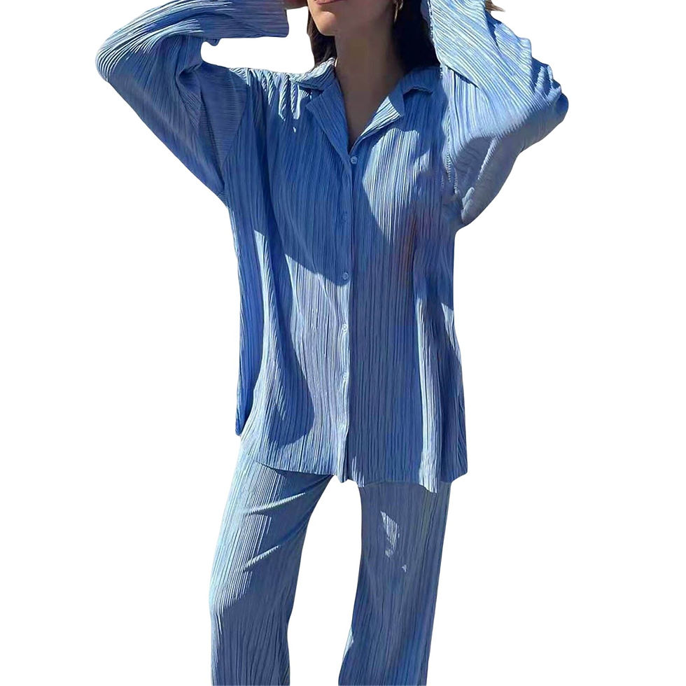 Thumbnail: 2pcs/set Elegant Tracksuit Set Solid Color Pleated Blouse Straight Leg Trousers