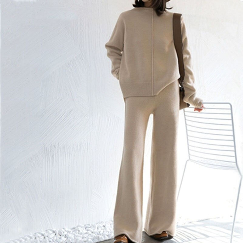 थंबनेल: Winter Tracksuit 2 Piece Pant Suits For Women Knitted Long Sleeve Two Piece