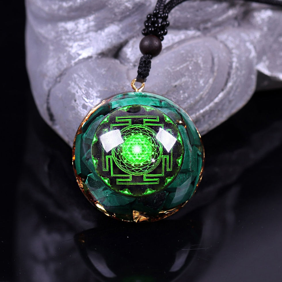 Thumbnail: Orgonite Pendant Malachite Crystal Quartz Necklace For Emf Protection Chakra