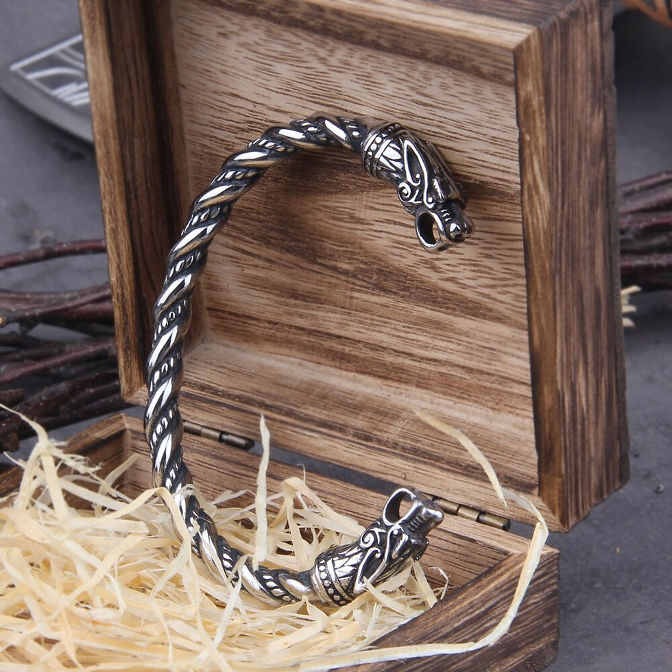 Thumbnail: Stainless Steel Nordic Viking Norse Dragon Bracelet Men Wristband Cuff Bracelet