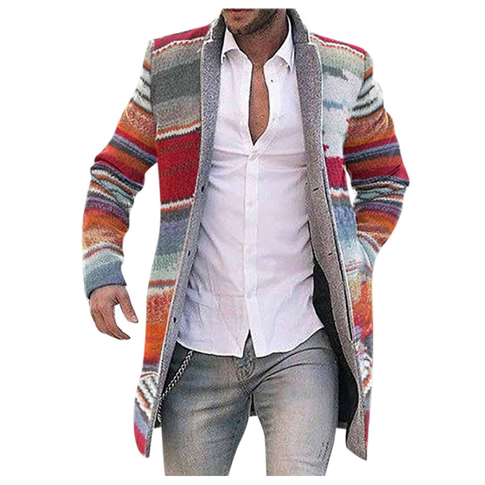 Thumbnail: Men's Mid-length Windbreaker Jacket 2021 Autumn Winter New Printed Long