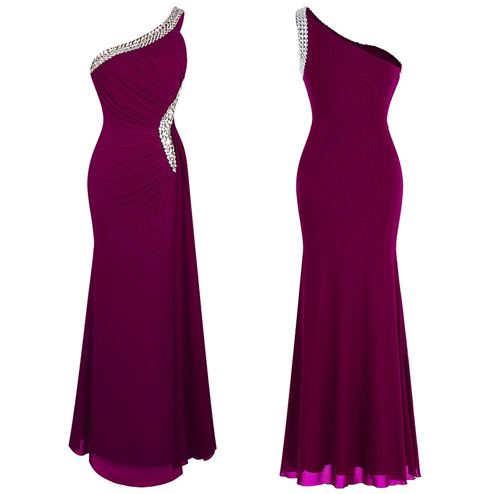 Thumbnail: Wedding Guest Gown Angel-fashions One Shoulder Split Evening Dress Long