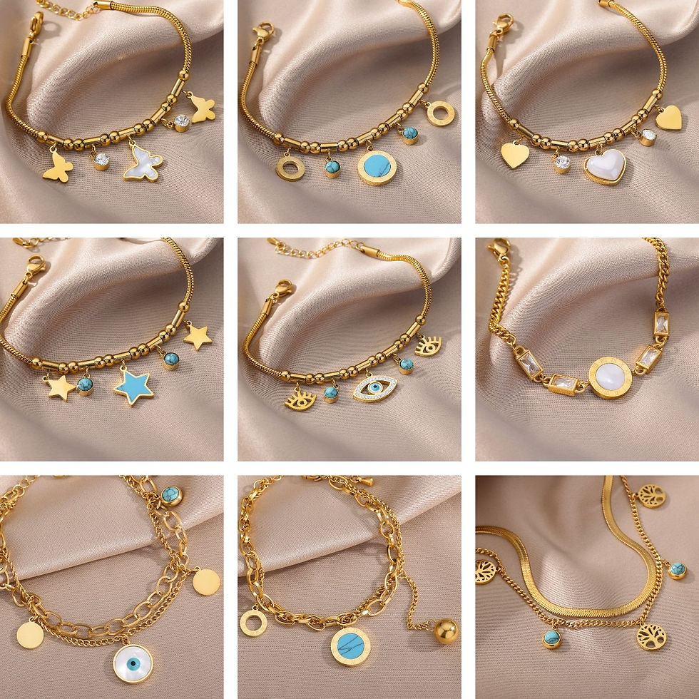 Thumbnail: Vintage Stainless Steel Bracelet for Women Evil Eye Love Butterfly Charm Bangles