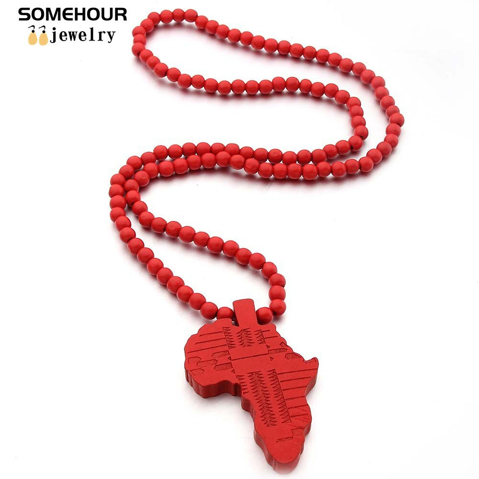 Miniaturbild: SOMEHOUR Colorful African Motherland Map Pendant Wooden Beads Necklace