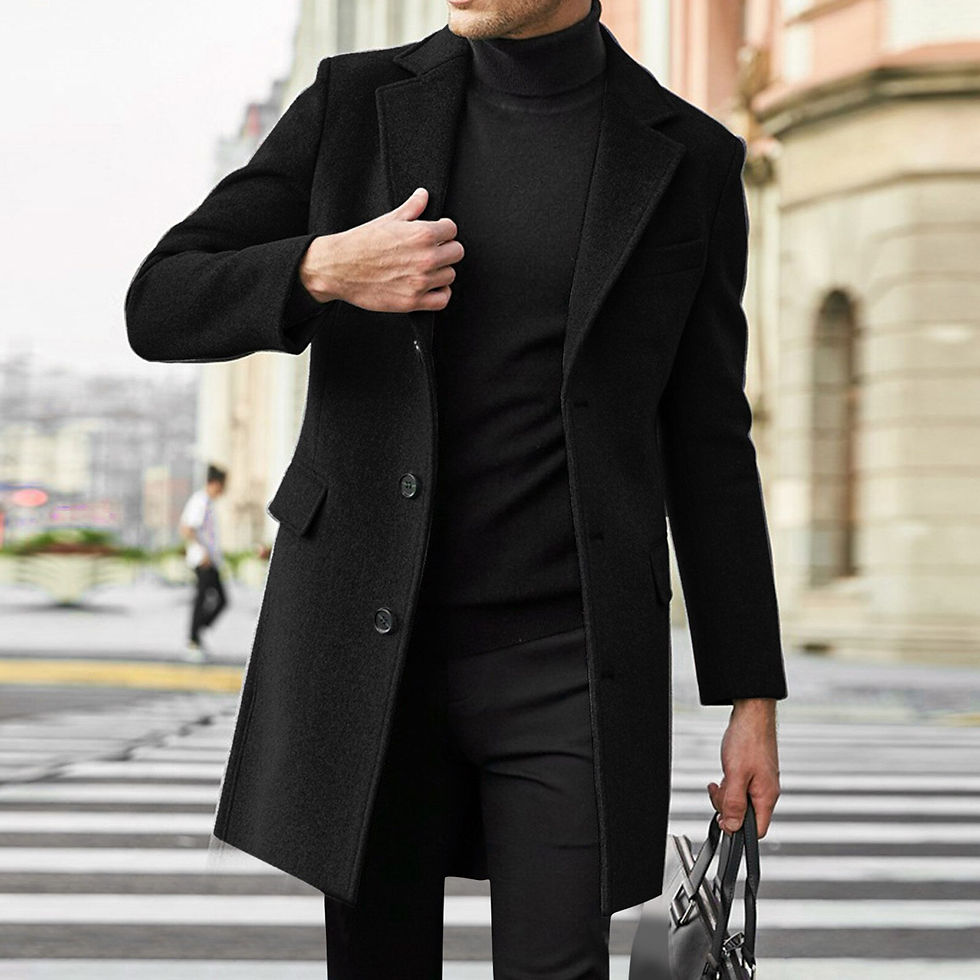 Thumbnail: Winter Men Coats Woolen Solid Long Sleeve Jackets Fleece Men Overcoats