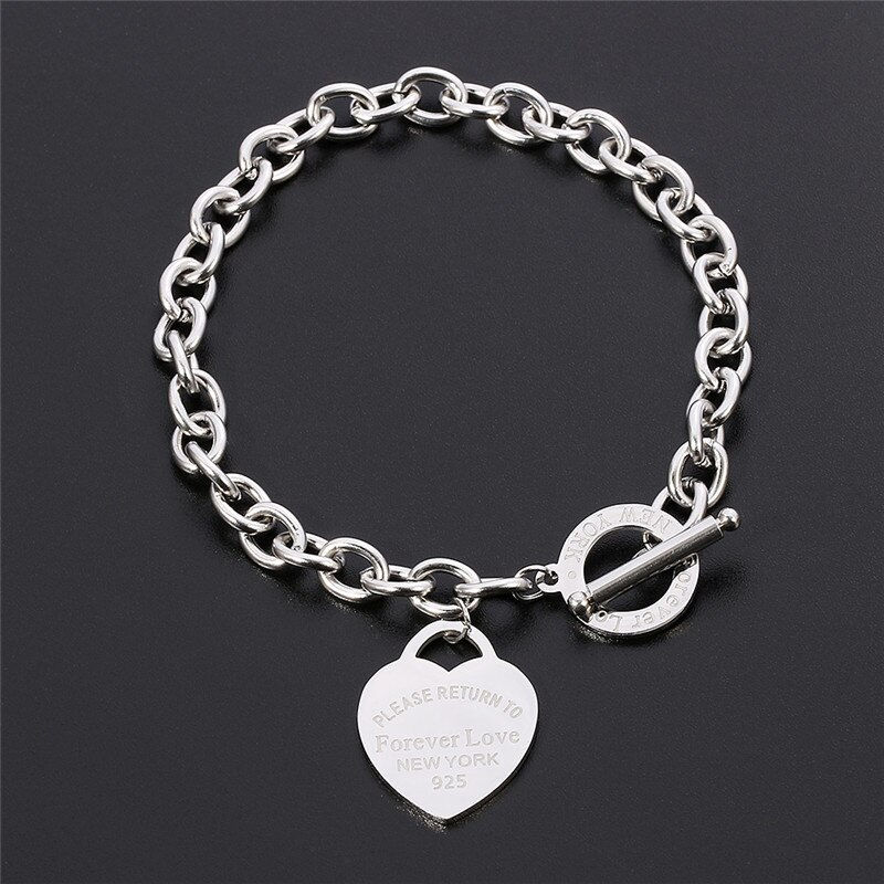 Thumbnail: Stainless Steel Love Heart Bracelets For Women Party Jewelry Gift Fashion Joyas