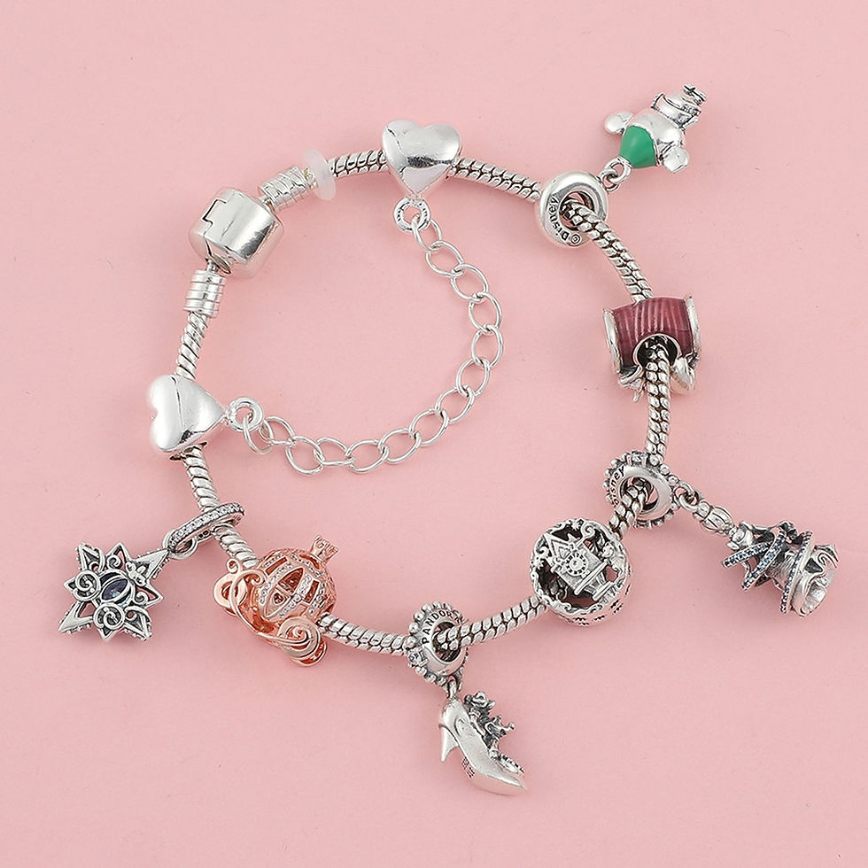 Thumbnail: Disney Princess Cinderella Charms Bracelet Pumpkin Carriage Crystal Beads