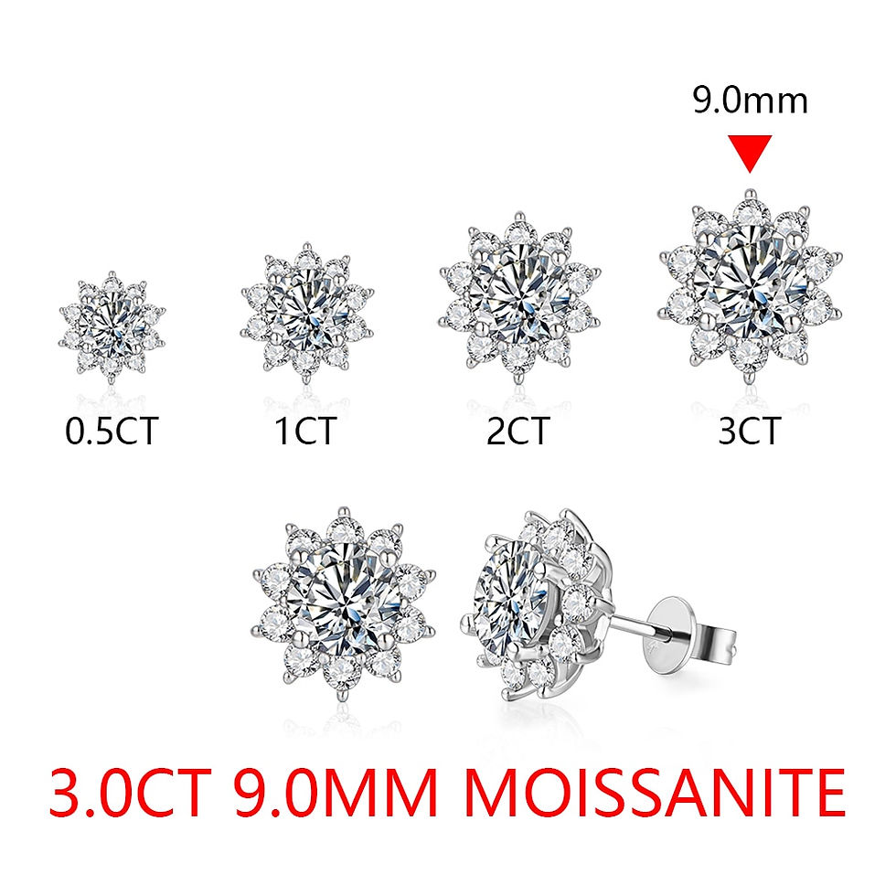 Thumbnail: Snowflake Stud Earrings 925 Sterling Silver Jewelry 6.5mm 1.0 Carat Diamond