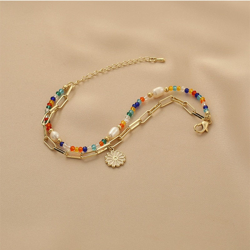 Thumbnail: 2022 New Double Layer Fresh Color Beaded Bracelet For Moment Summer Niche