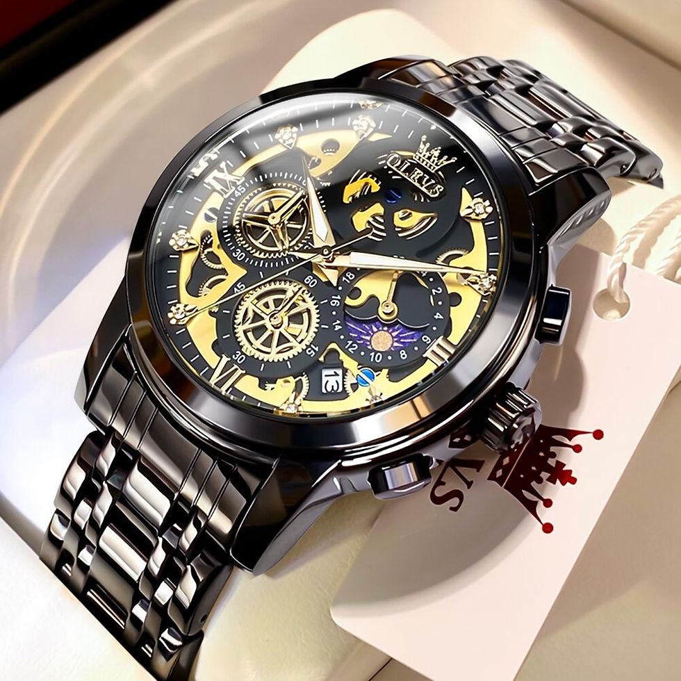 Miniatura: OLEVS Men's Quartz Watch Skeleton Stainless steel Waterproof Luxury Business