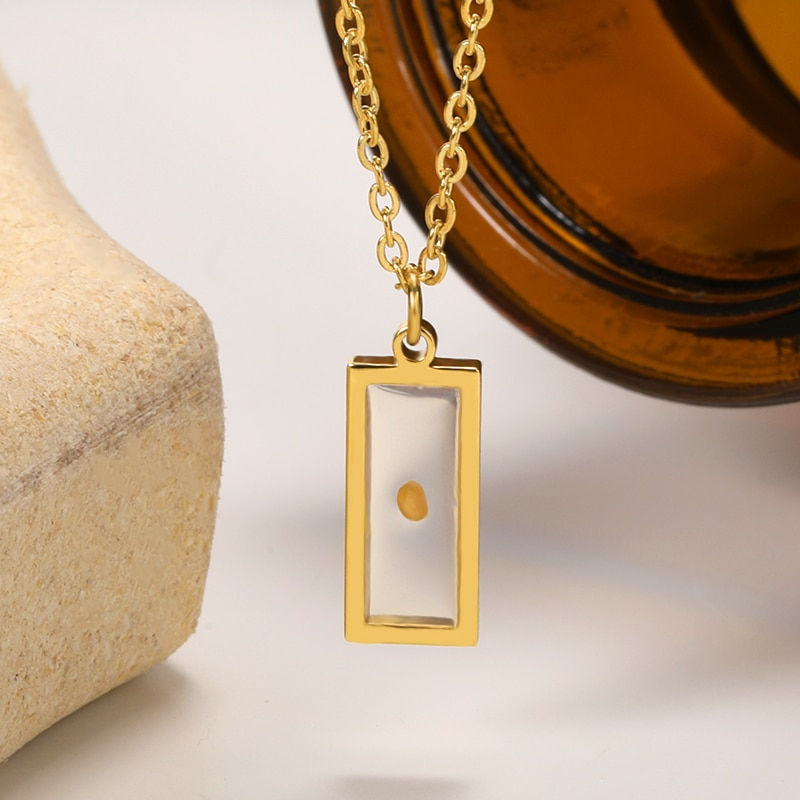 Miniatura: Faith Over Fear Acylic Mustard Seed Necklace Stainless Steel Mountain Necklace
