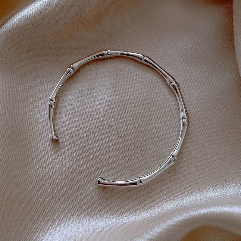 Thumbnail: Classic Minimalism Copper Bamboo Joint Bracelet Bangle For Women Men