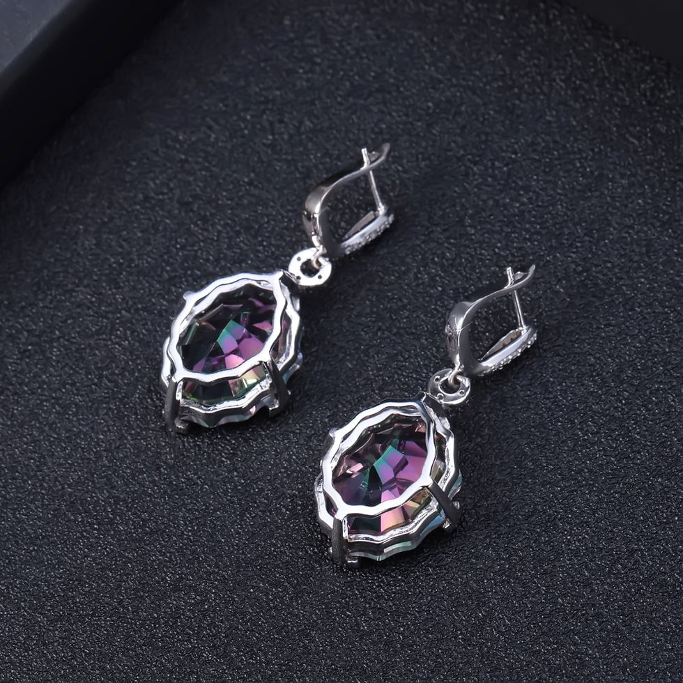 Thumbnail: GEM'S BALLET 48.42Ct Natural Rainbow Mystic Quartz Earrings 925 Sterling