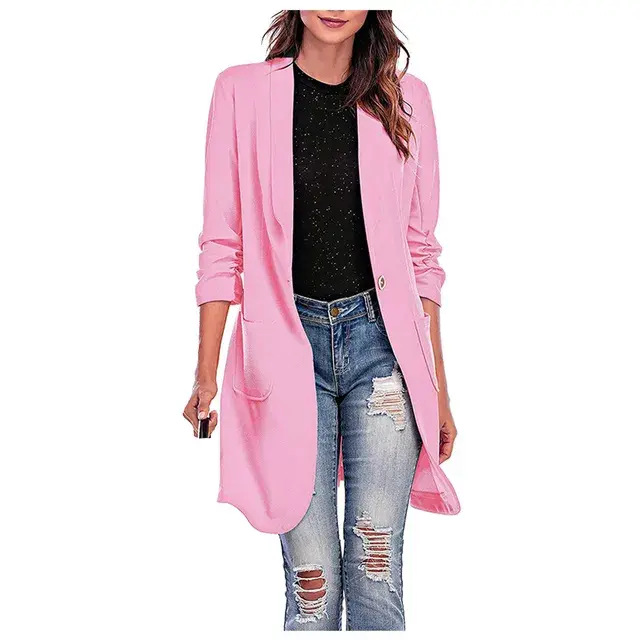 2023 NEW Three Quarter Sleeve Long Coat Lapel Trench Winter Jacket Cardigan