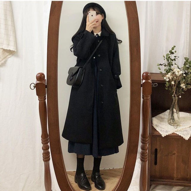Miniaturbild: Women‘s Coat Winter Korean Fashion Long Coated Thickened Woolen Winter