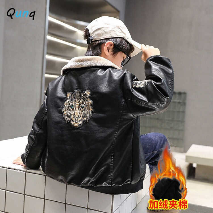 Thumbnail: Qunq 2022  Winter New Boys Fashion Turndown Collar Long Sleeve Print Thick
