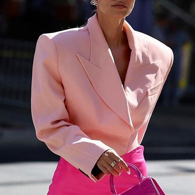 Thumbnail: Blazer Dress Women Elegant Fashion Luxury Blue Single Breasted Button Pocket